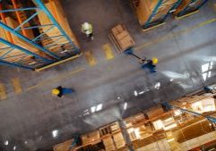 Image of warehouse workers from above